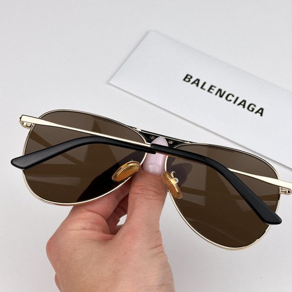 Balenciaga BB0244S 003 Sunglasses Gold Brown Pilot Unisex BB 0244S - Picture 3 of 14
